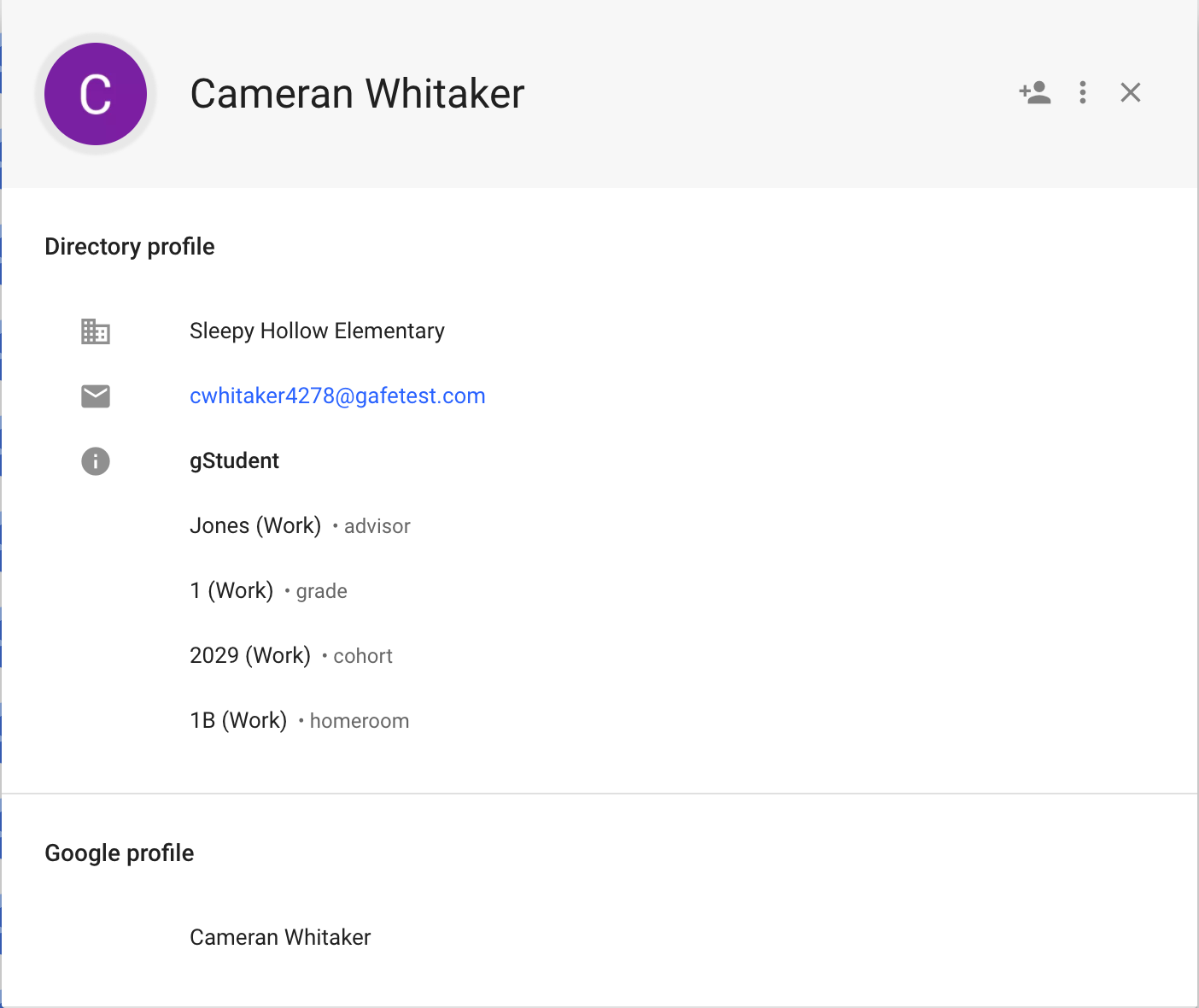 New contacts view of directory profile