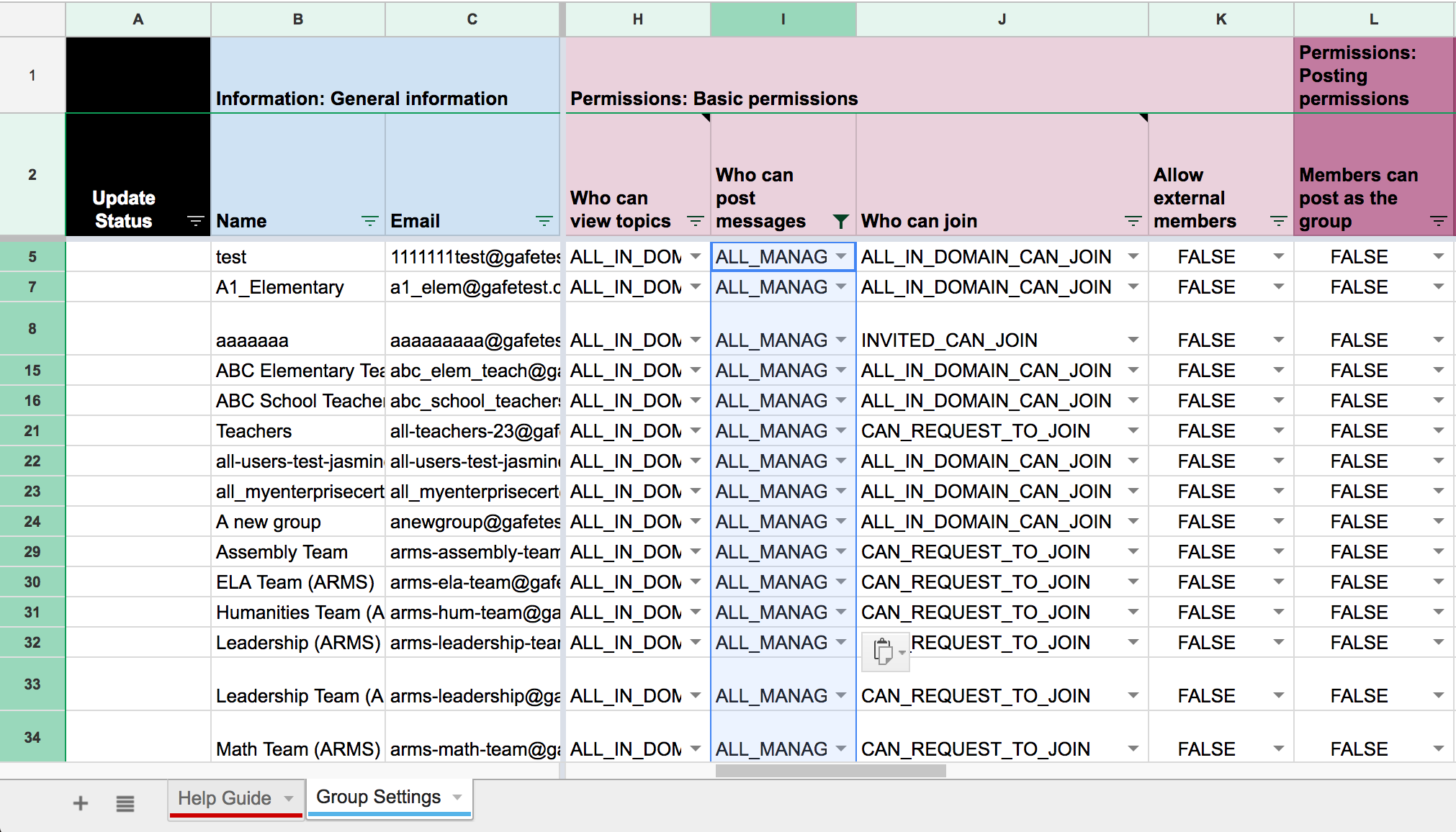 Basic permissions that are editable