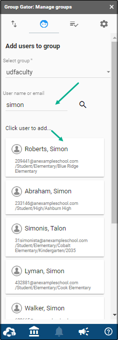 Search for a user example