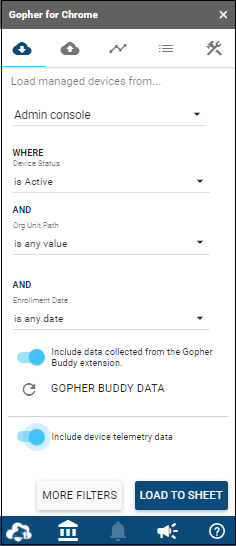 Load from Admin Console showing all sidebar options