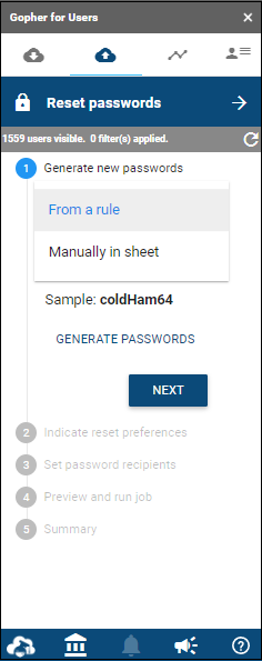 Options for how to generate passwords