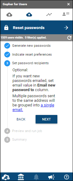 Set password step in the sidebar