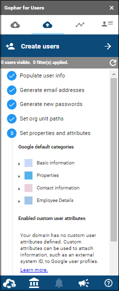 Sidebar showing Set properties and attributes list