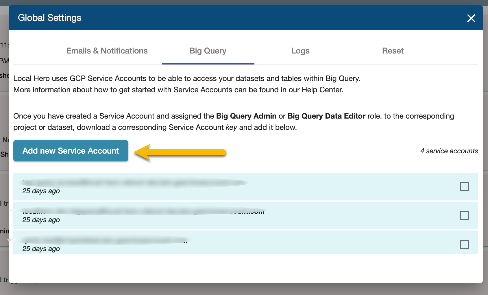 Using GCP service accounts to write to BigQuery Help Center