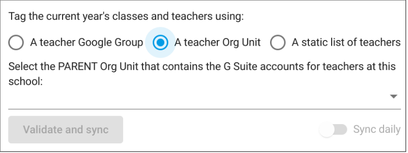 syncing classes and teachers by teacher O U example