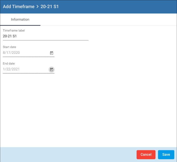 Add Timeframe popup example
