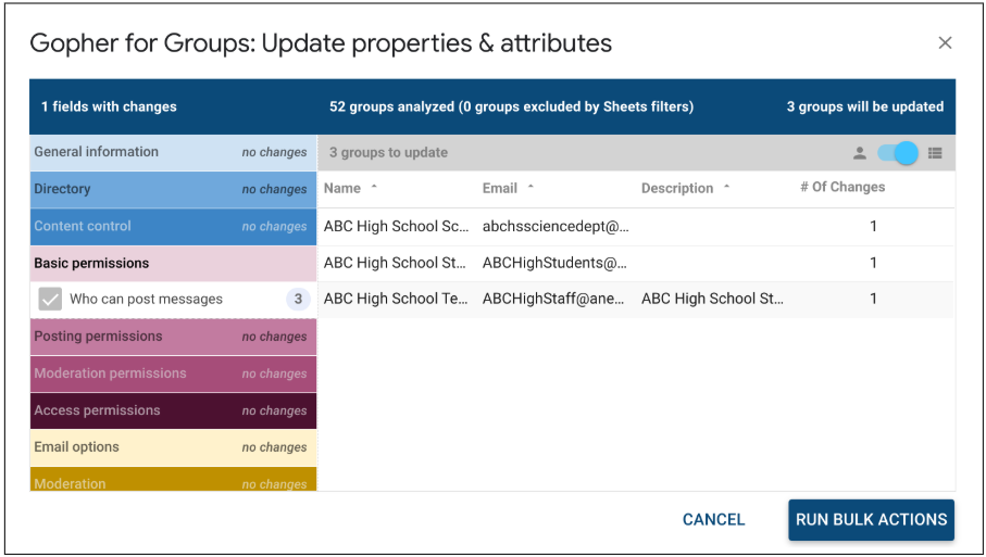 Update group settings preview list view