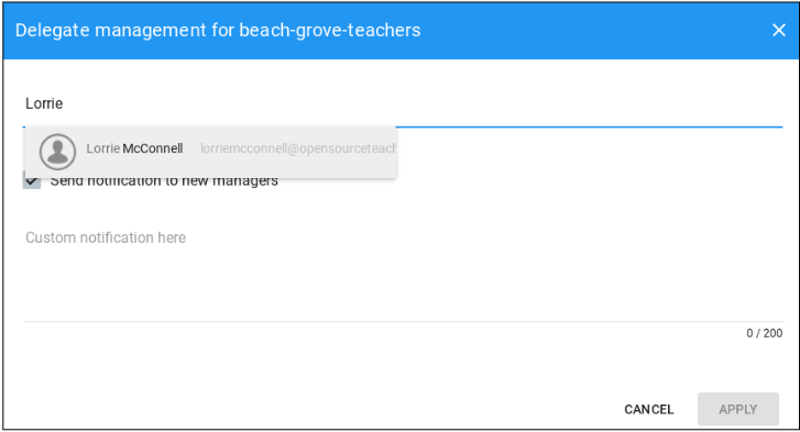 Enter Group Manager name example