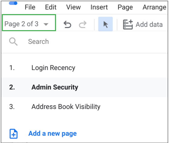 page number selector drop down