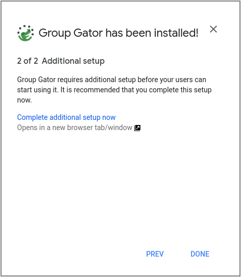 Successful Group Gator install