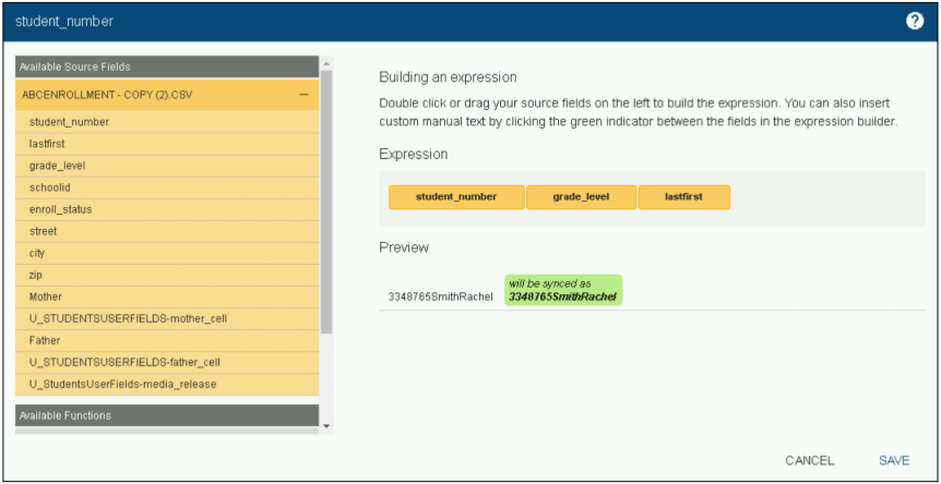 View of Expression Builder