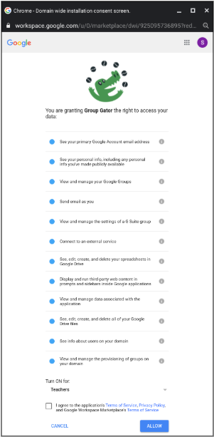 Accept terms of service prompt
