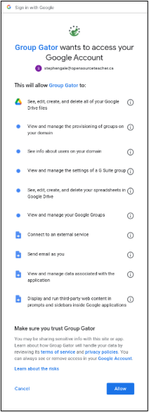 Allow Scopes prompt
