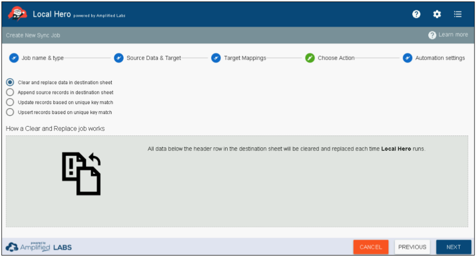 View of Step 4 Choose Action