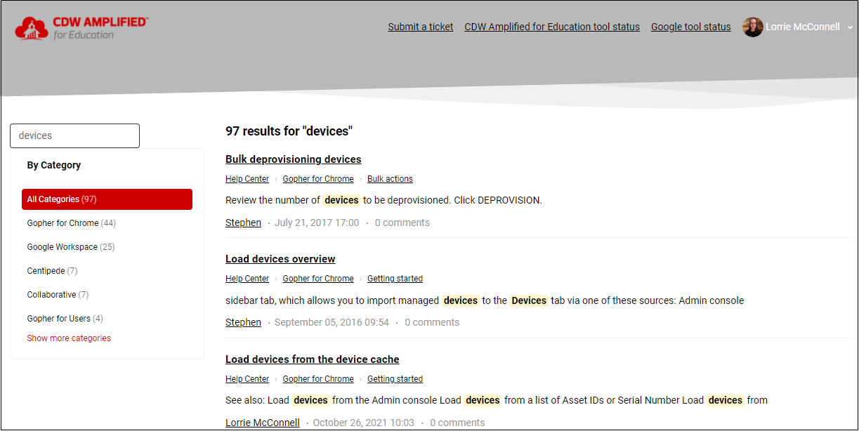 Search Results Page view
