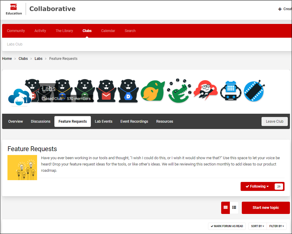 Club feature request