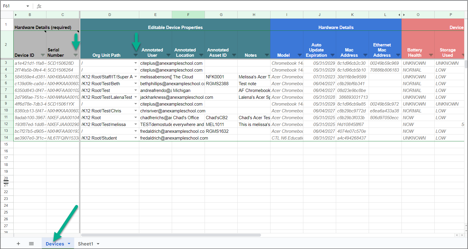 View of Gopher for Chrome Devices tab