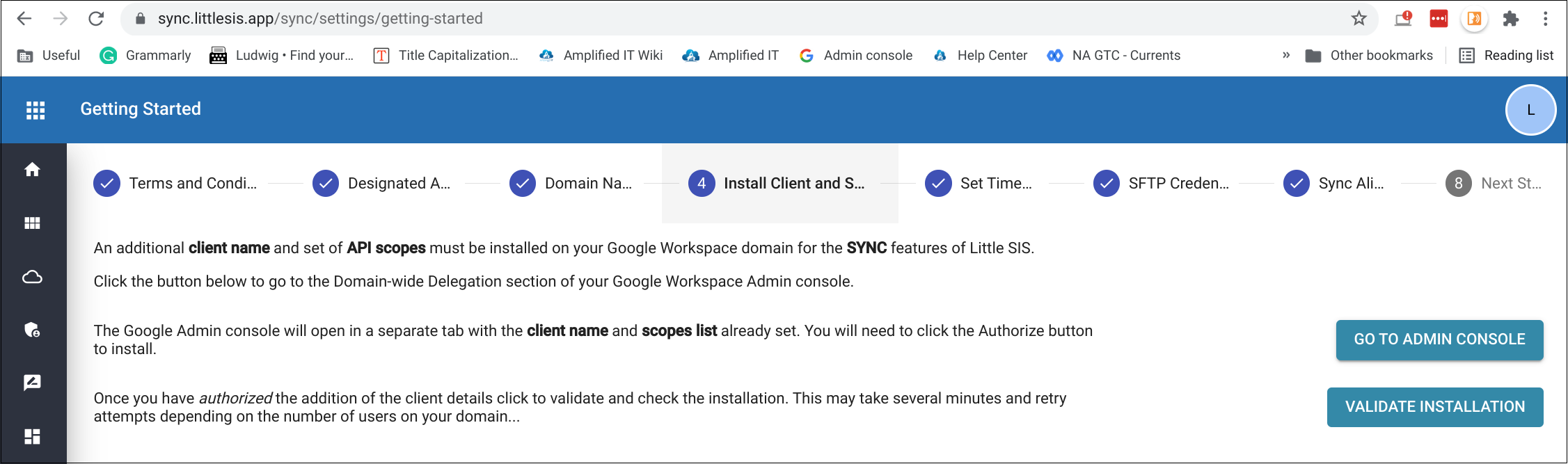 Getting Started step 4 not verified