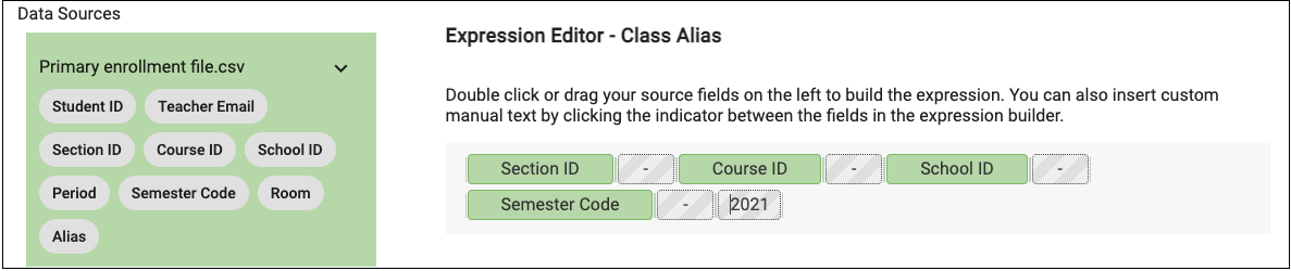 Mapping an alias in the expression editor