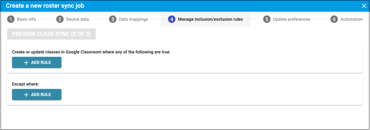 Inclusion and Exclusion Rules step 4 view