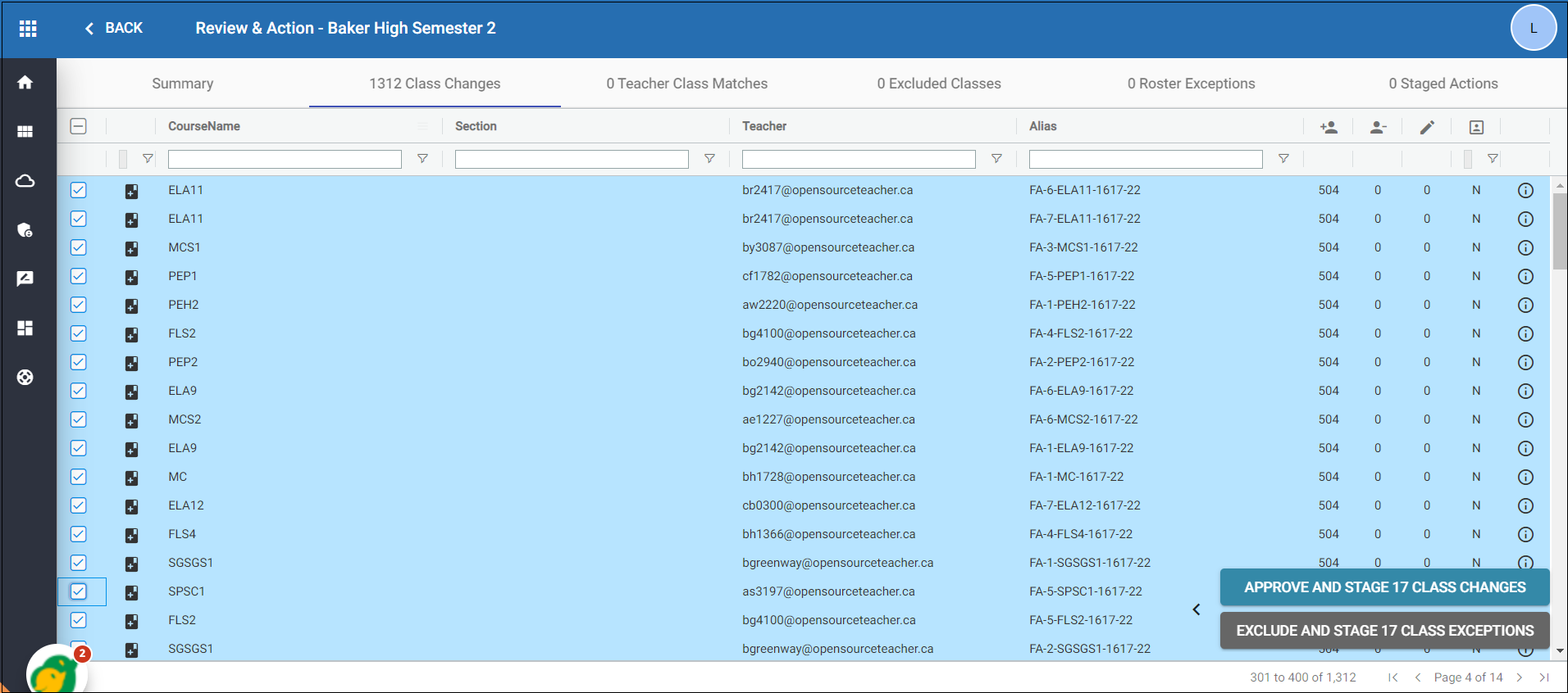 Review and Action showing Approve and Exclude buttons