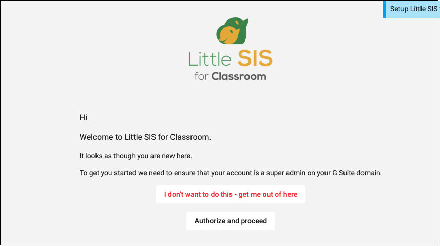 Little SIS welcome page