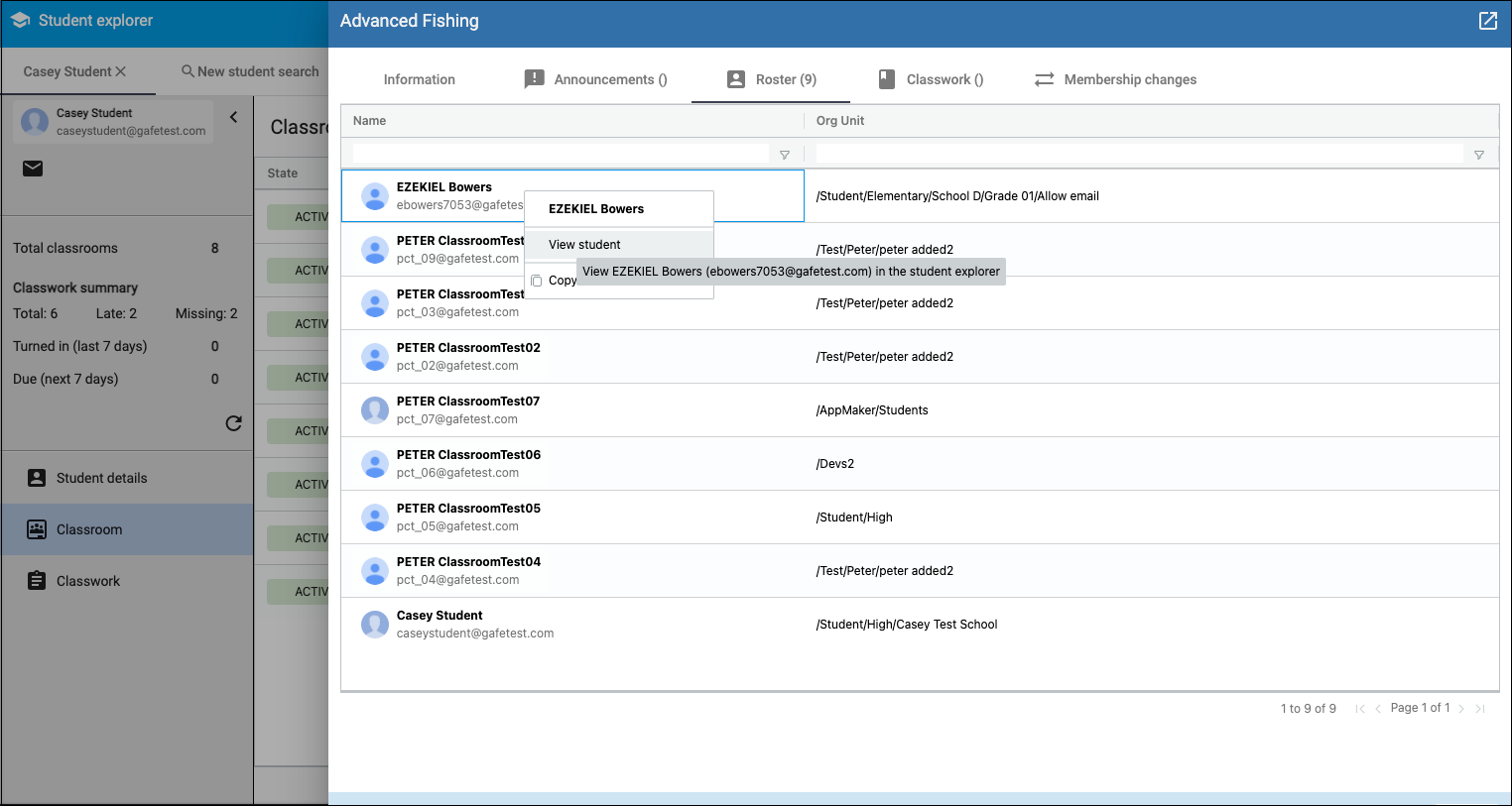 Pivot to student view example