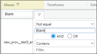 Provisioned classes filter example