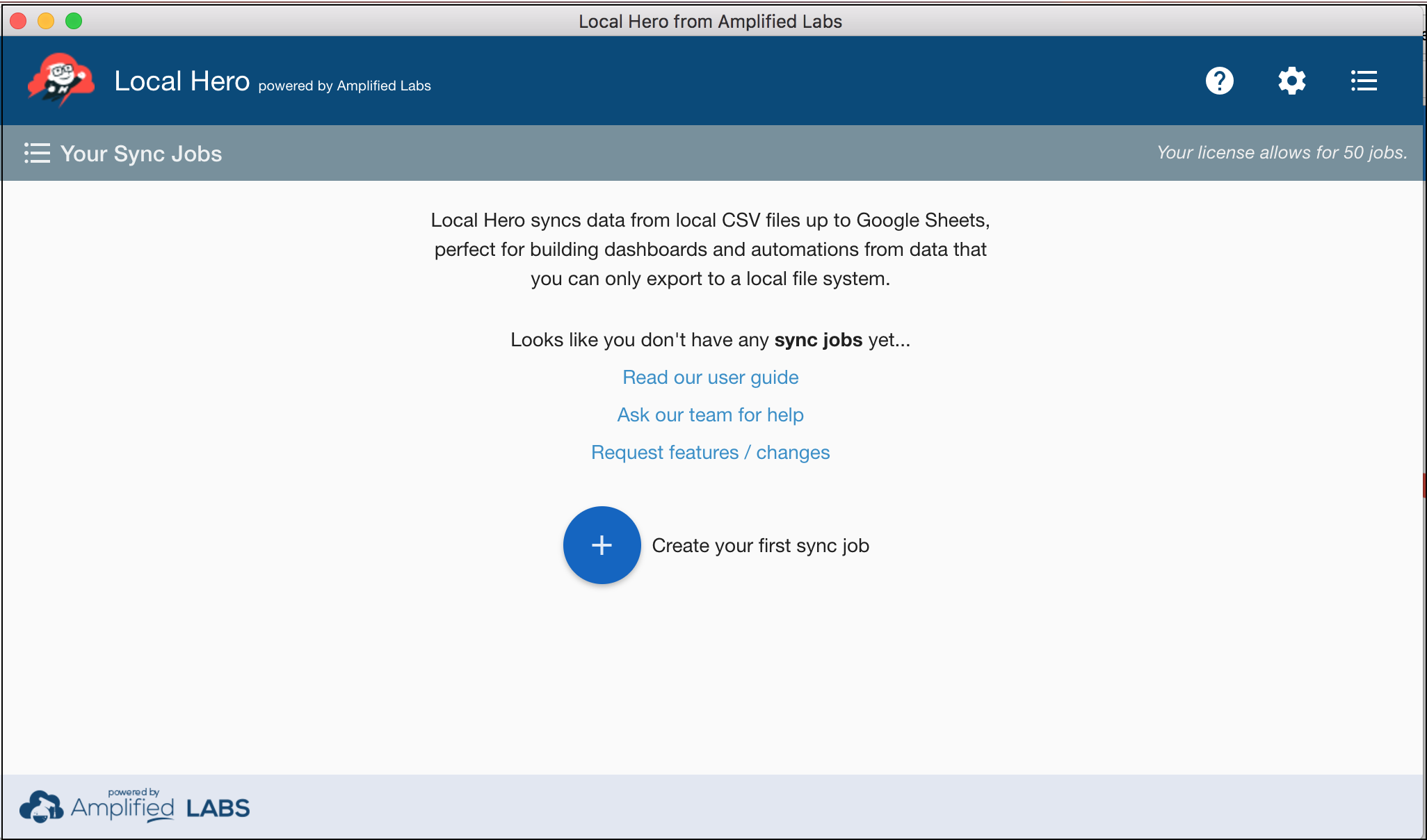 View of Create a Sync Job