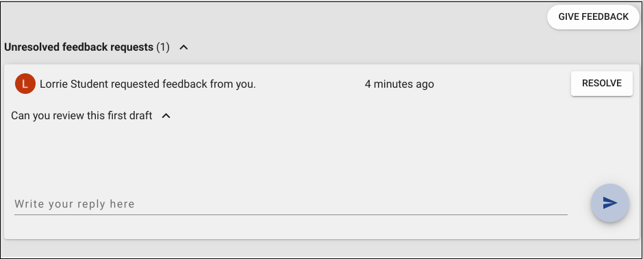 View of Giving Feedback Page
