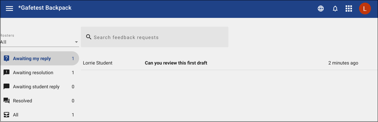 View of Feedback Request List