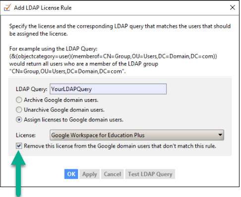 GCDS License rule example