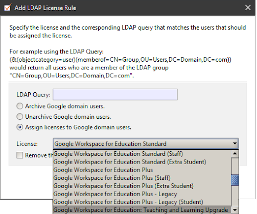 GCDS License rule license type example