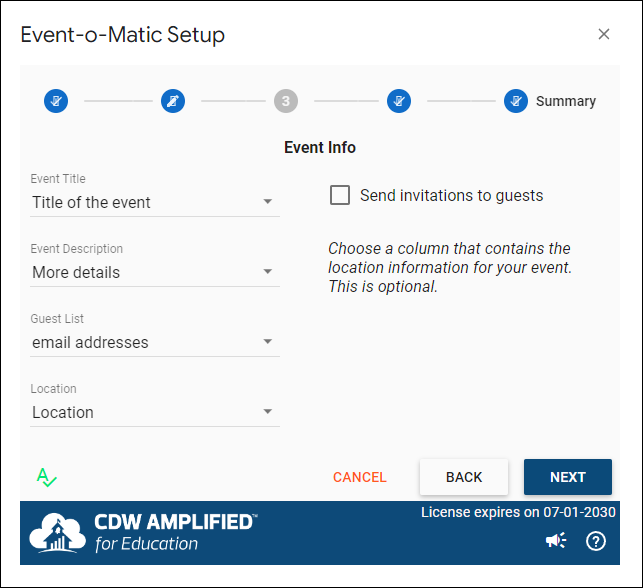Event Information Fields