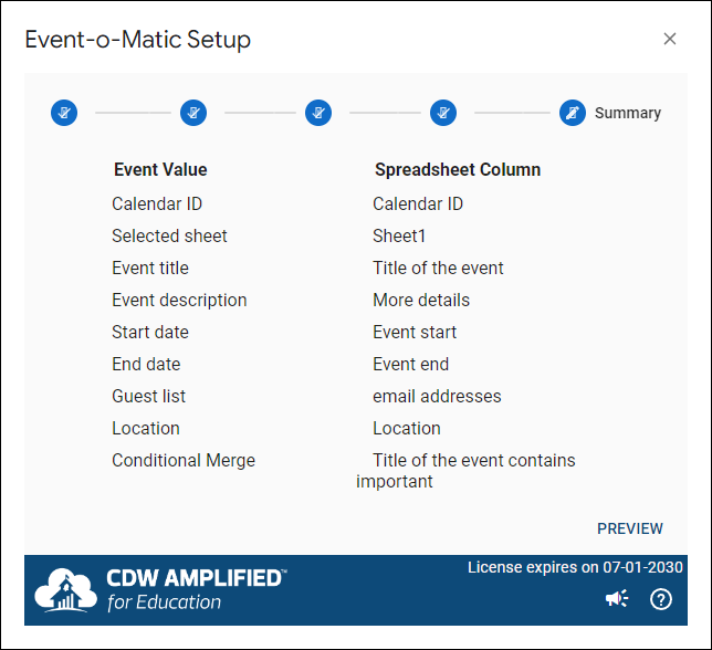 Setup Summary