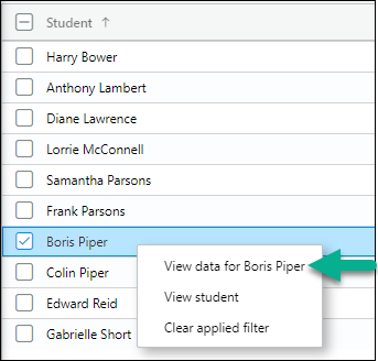 Filter Collections View for a Single Student