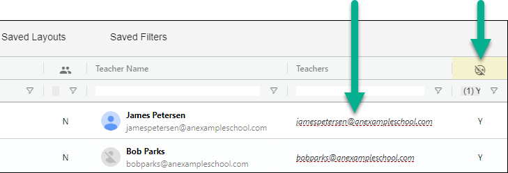 Teacher Suspended column red underline example