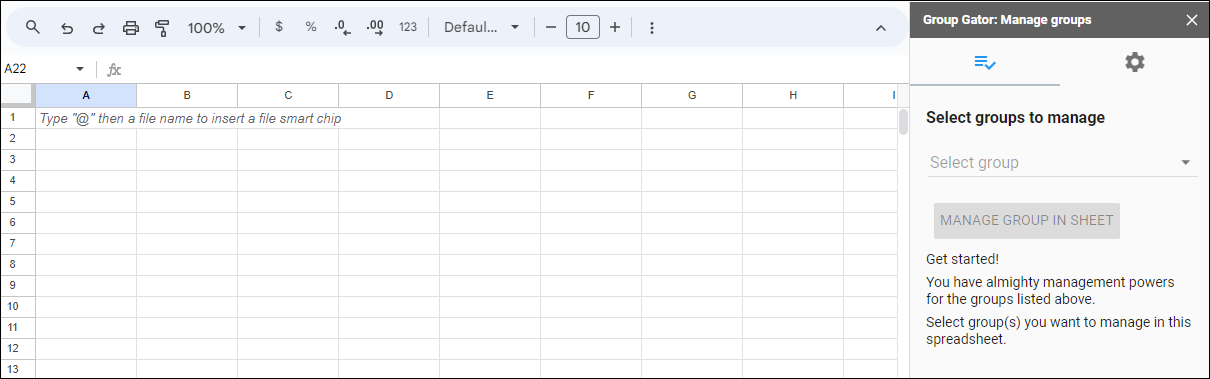 First step, select a group to manage
