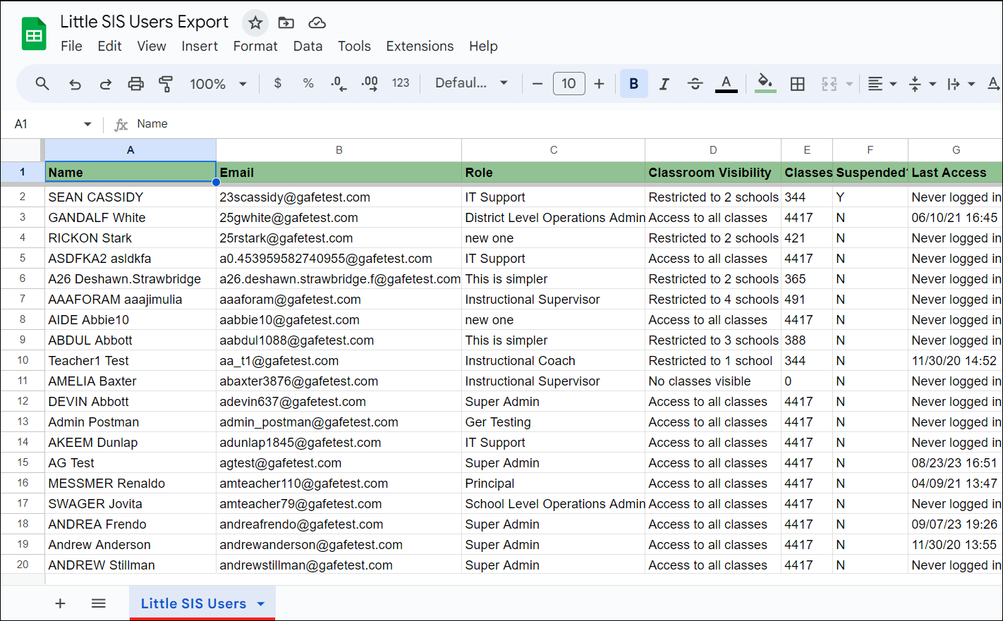 LSC Export Users sheet