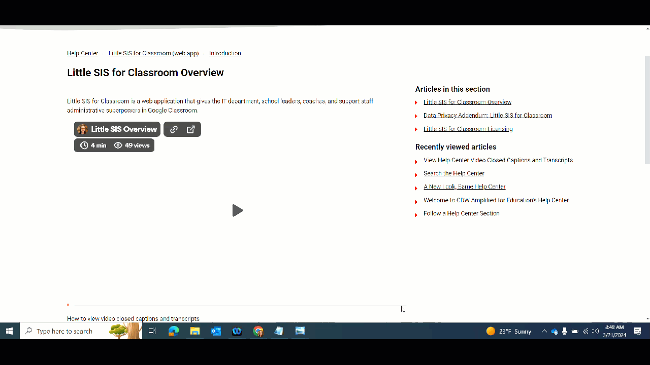 View of turning on Closed Captions