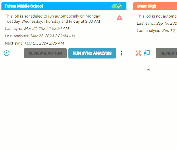 Roster Sync Card Showing the view history menu