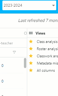 Teacher Analysis Timeframe selector