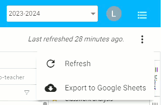 Teacher Analysis Refresh location