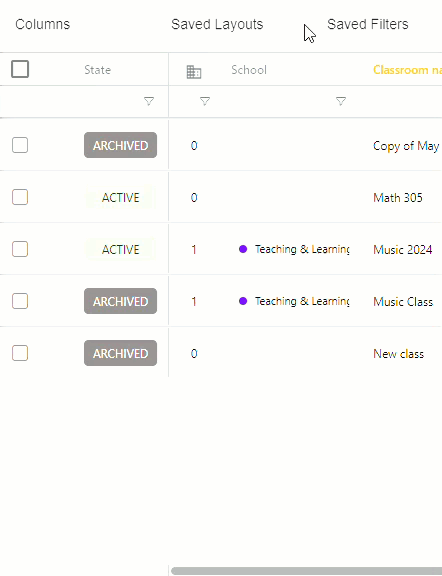 Show or Hide Saved Filters example