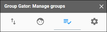 View of Group Gator interface showing the sidebar tabs