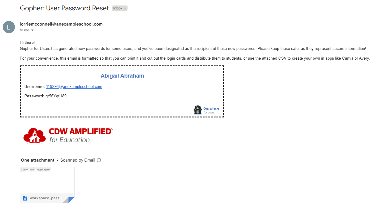 Gopher for Users Reset Password Email