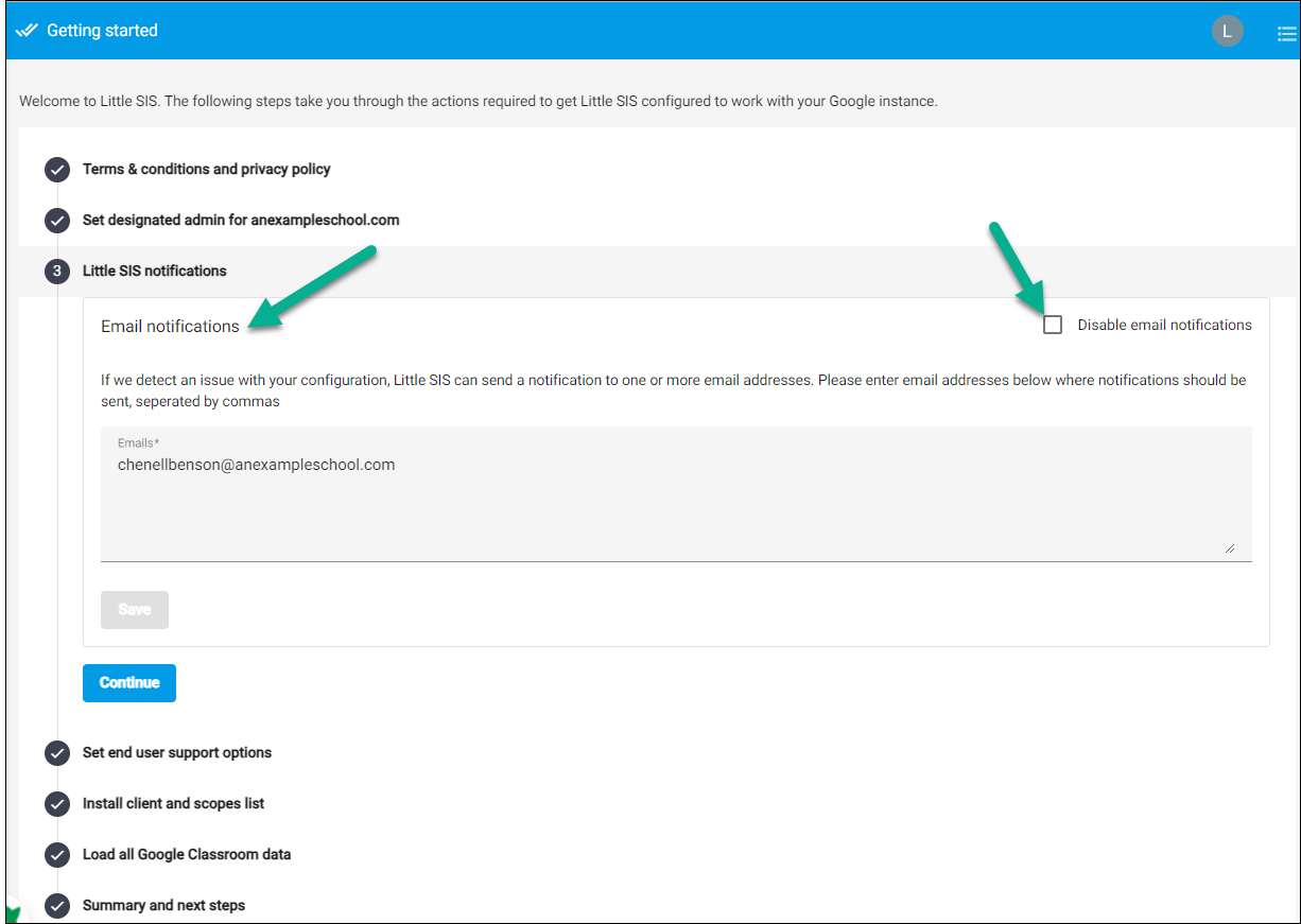 Get Started Step 3 Email Notif Arrow