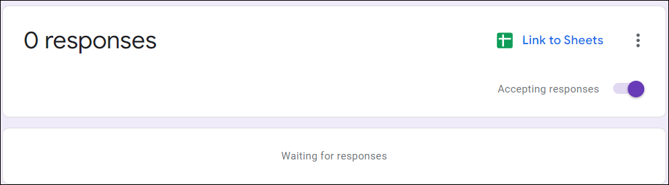 Google form showing the link to sheets