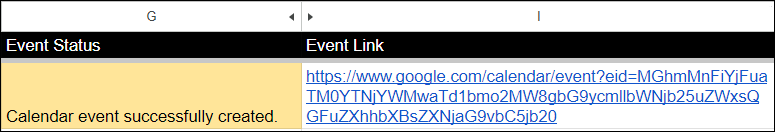 Multiple Calendar Event Link in Sheet