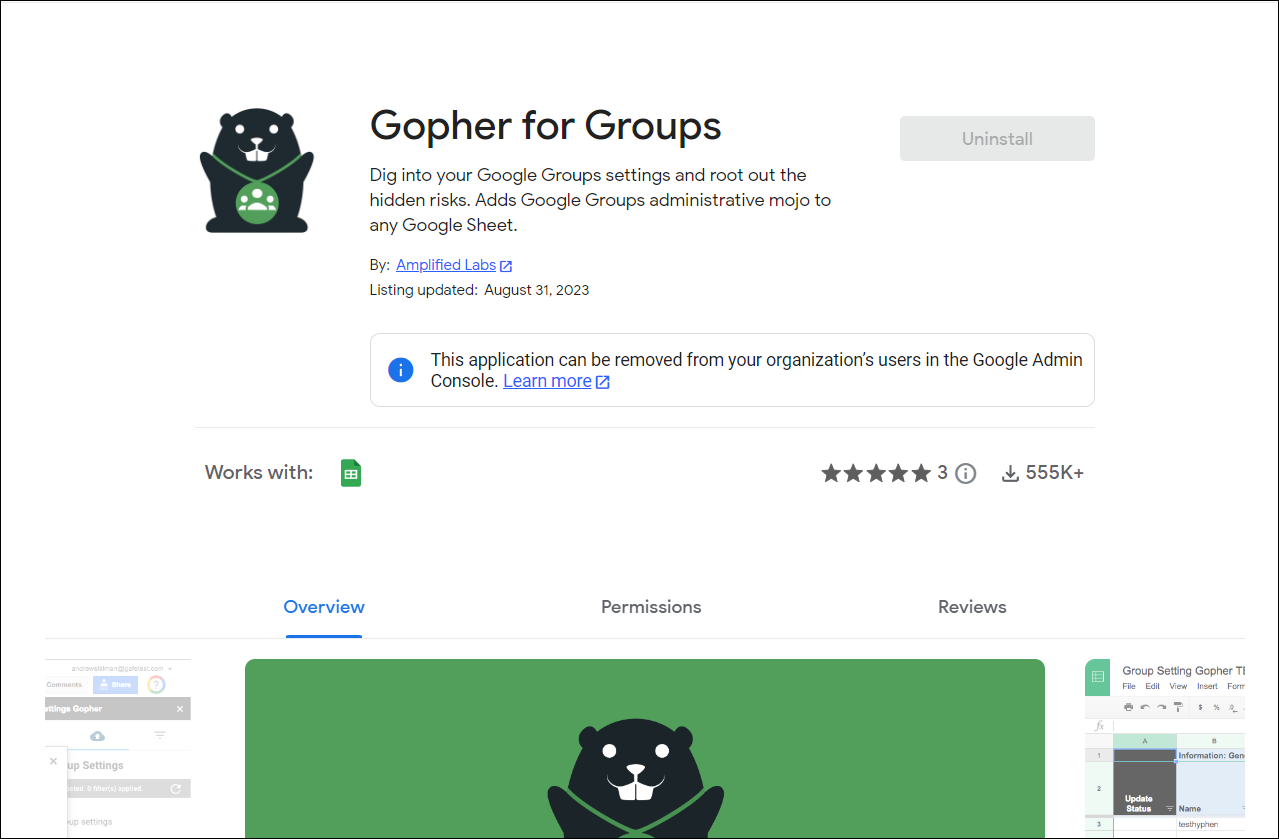 Install Gopher Groups Marketplace page
